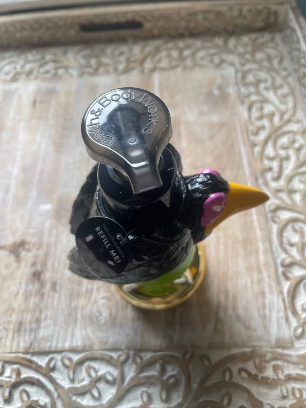 Decorative Raven Foaming Soap Dispenser with Yellow Beak